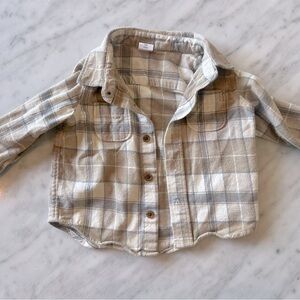 GAP Kids Plaid Button Down Shirt in Brown and Cream